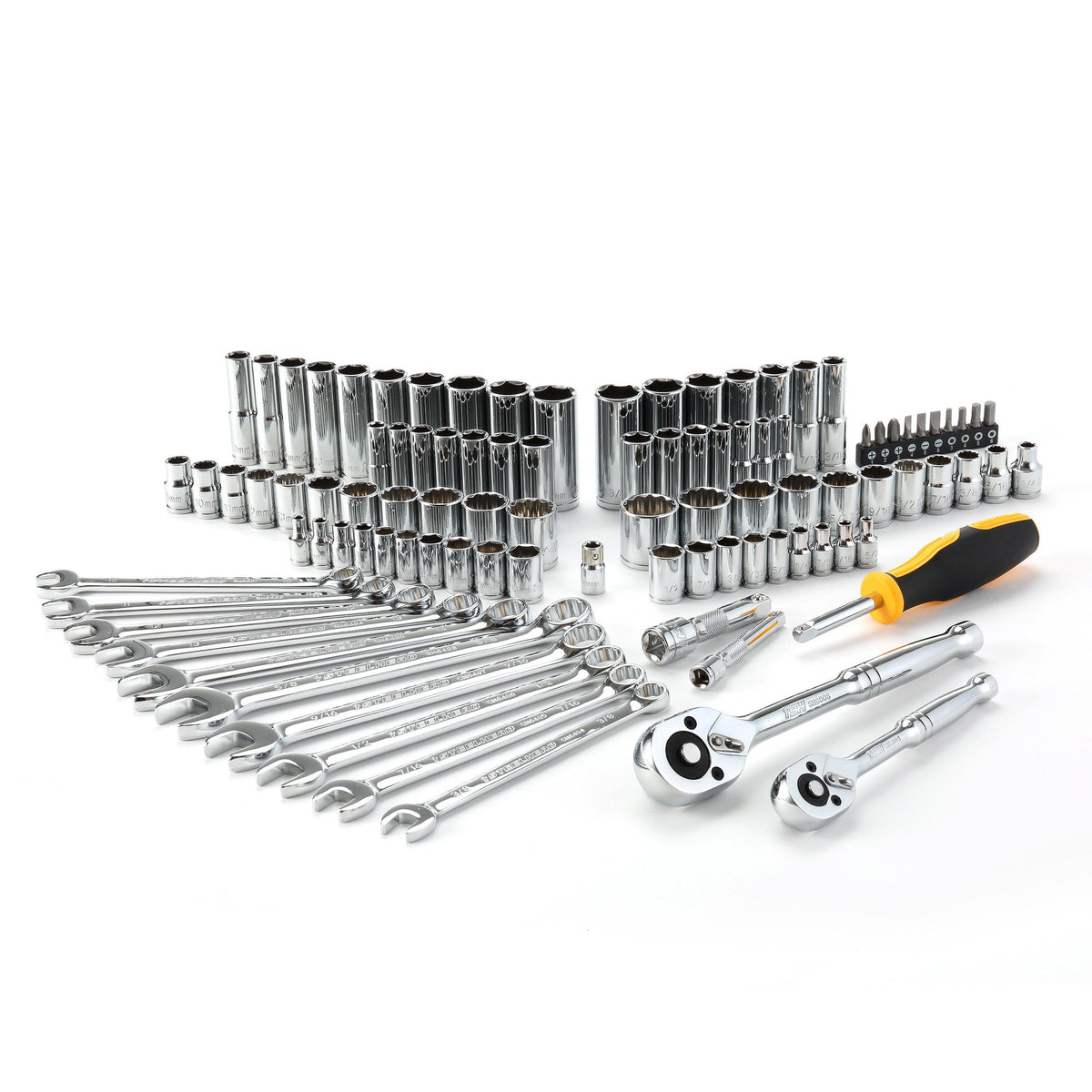 22 Piece SAE and Metric Flexible Head Ratcheting Wrench Set