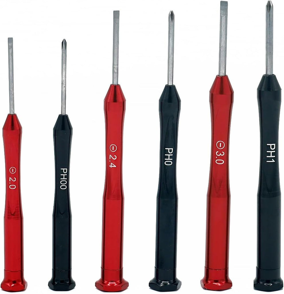 ULTRA STEEL 6-Piece Aluminum Precision Screwdriver Set, Chrome Vanadium Steel, Phillips and Slotted, with Plastic Case, for laptop and home electrical items repair and assembly - MOTORHEAD & STEELHEAD Tools