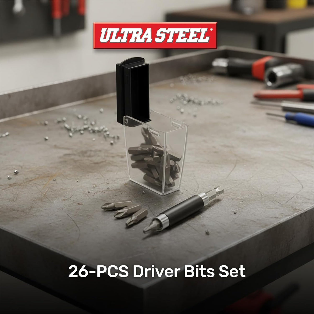 ULTRA STEEL 26-Piece Magnetic Driver Bits Set, CR-V Steel, Manual Powe ...