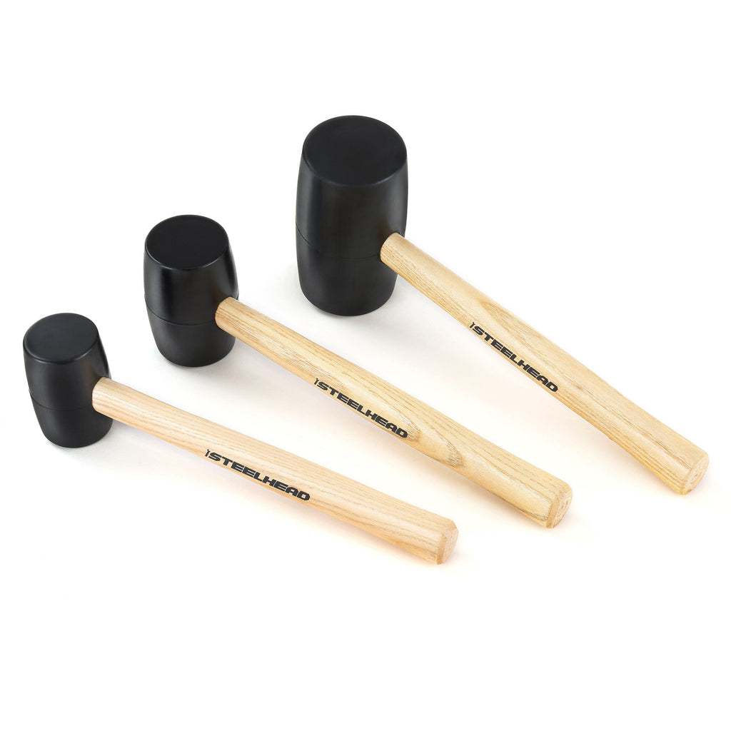 Wood Handle Rubber Mallet Set (3 Piece) – MOTORHEAD & STEELHEAD Tools