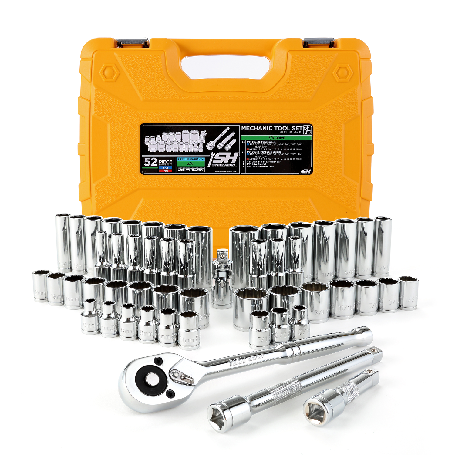 Mechanics Tool Set - ANSI (52-Piece)-Motorhead & Steelhead Tools