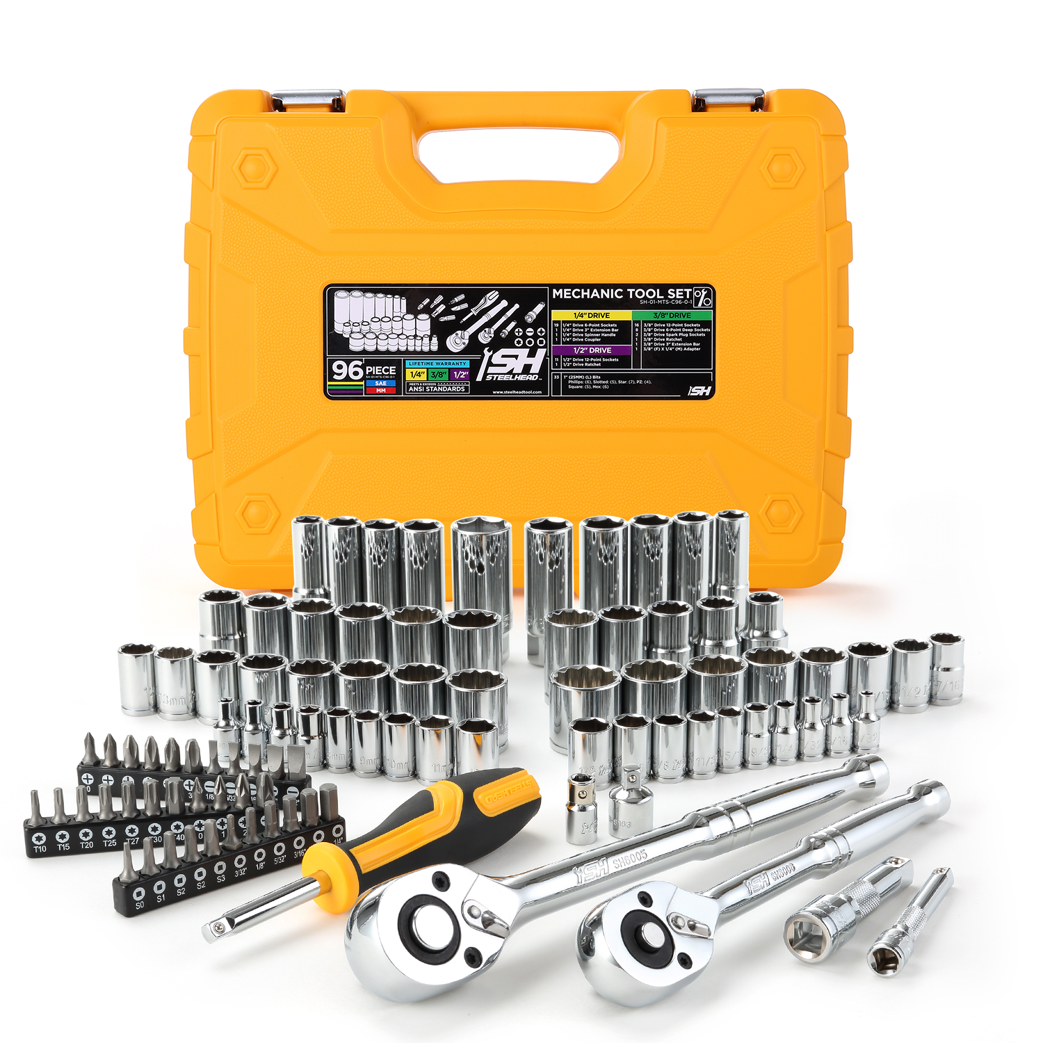 Mechanics Tool Set ANSI (96 Piece) – MOTORHEAD  STEELHEAD Tools