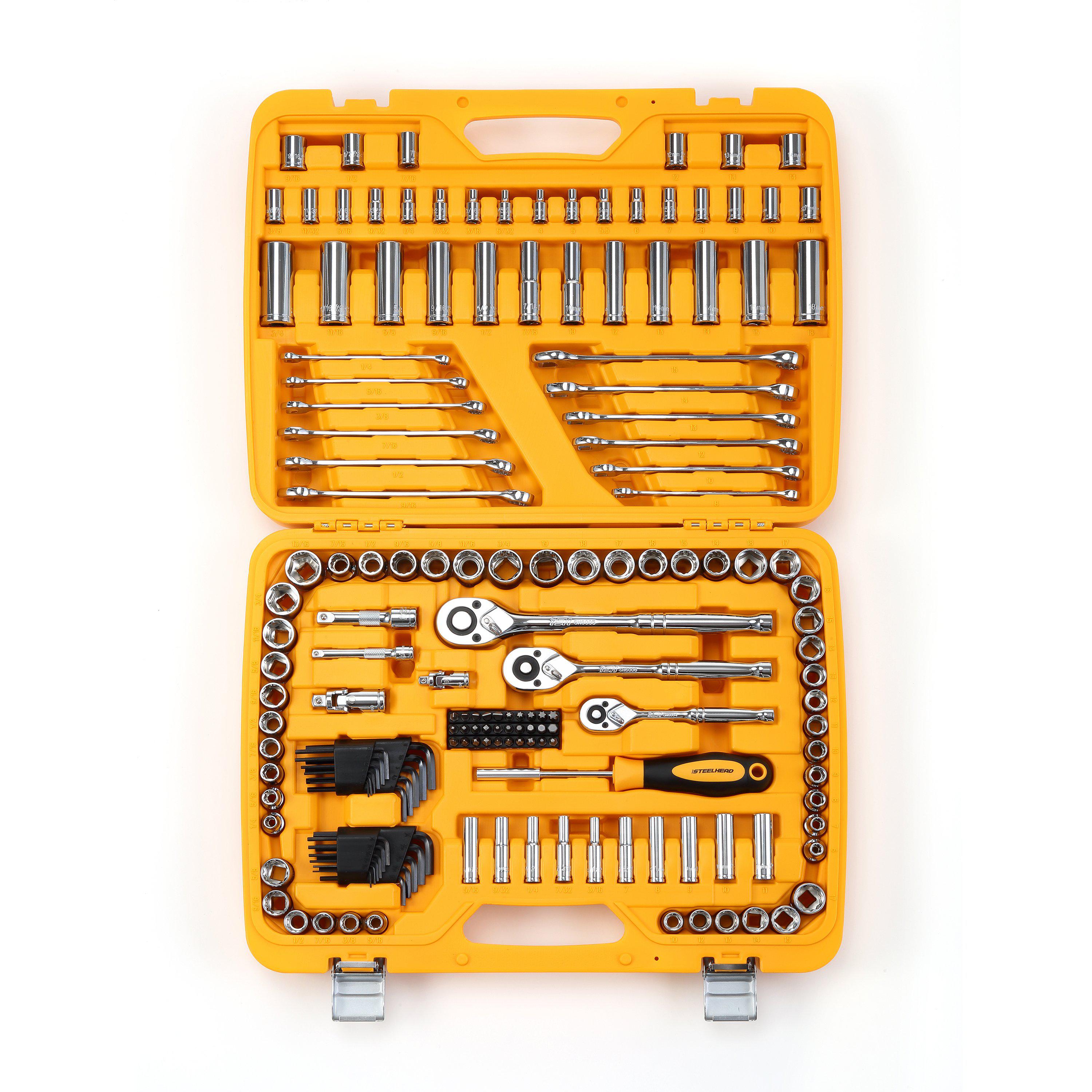 Mechanics Tool and Socket Set - ANSI (164 Piece)-Motorhead & Steelhead Tools