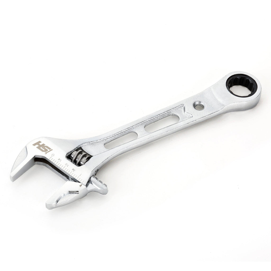 8 in. Wide Mouth Adjustable Wrench with 17 mm. Ratcheting End-Motorhead & Steelhead Tools